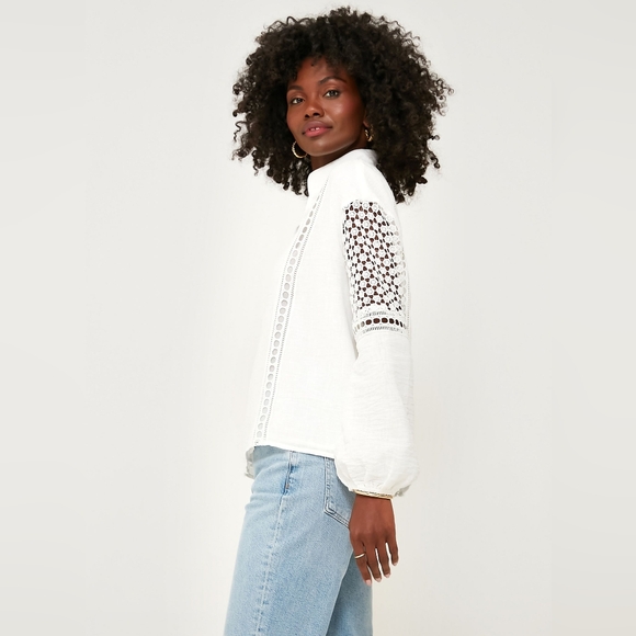 SOLD-Tuckernuck White Eyelet Jane Blouse - Picture 3 of 10